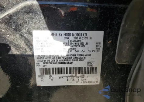 2019 Ford Edge Titanium из США, поврежденный, VIN 2FMPK3K92KBB36620